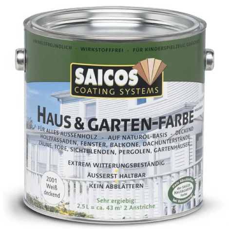 Укрывистое масло Saicos Haus und Garten-Farbe для наружных и внутренних работ 2001 белый 2500 мл