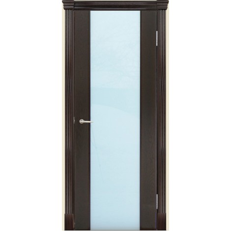 Межкомнатная дверь Мебель-Массив Альба 1 Глянец темный дуб патина полотно с остеклением витраж матовый
