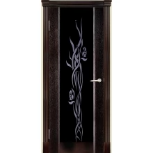 Межкомнатная дверь Мебель-Массив Альба 1 Глянец темный дуб патина полотно с остеклением витраж стразы