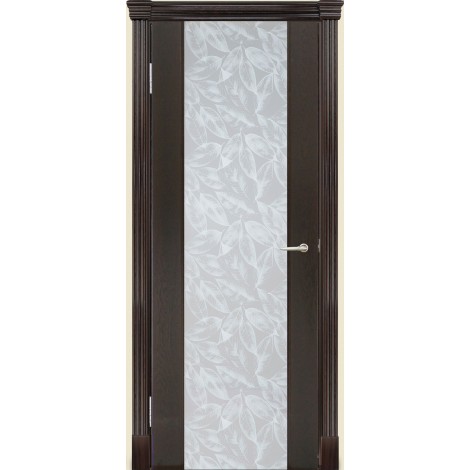 Межкомнатная дверь Мебель-Массив Альба 1 Глянец темный дуб патина полотно с остеклением витраж лепестки