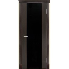 Межкомнатная дверь Мебель-Массив Альба 1 Темный дуб без патины полотно с остеклением витраж черный
