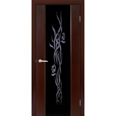 Межкомнатная дверь Мебель-Массив Альба 1 Венге без патины полотно с остеклением витраж стразы