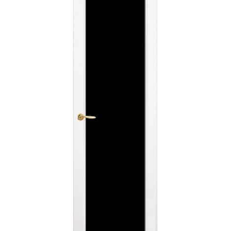 Межкомнатная дверь Мебель-Массив Альба 1 Эмаль белая без патины полотно с остеклением витраж черный