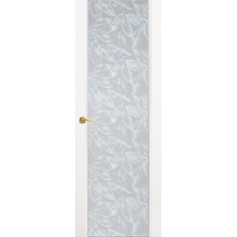 Межкомнатная дверь Мебель-Массив Альба 1 Эмаль белая без патины полотно с остеклением витраж лепестки