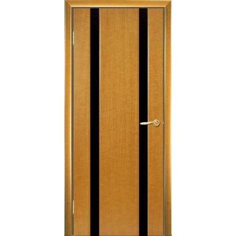 Межкомнатная дверь Мебель-Массив Альба 2 Африканский орех без патины полотно с остеклением витраж черный