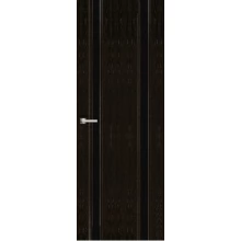 Межкомнатная дверь Мебель-Массив Альба 2 Глянец темный дуб патина полотно с остеклением витраж черный