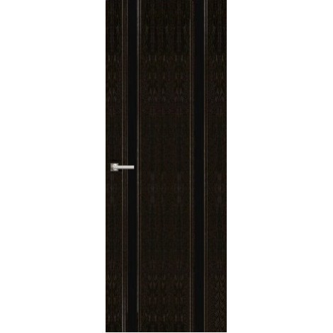 Межкомнатная дверь Мебель-Массив Альба 2 Глянец темный дуб патина полотно с остеклением витраж черный