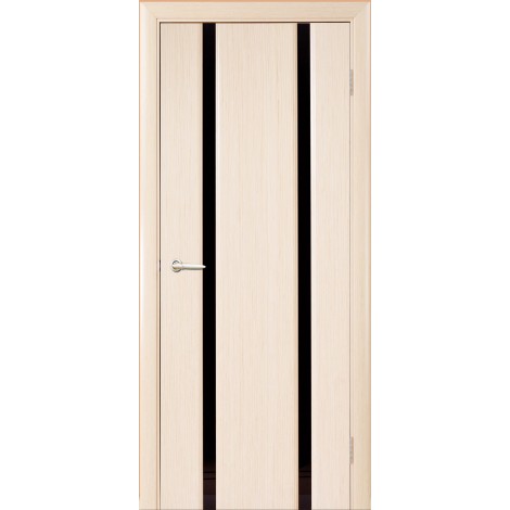 Межкомнатная дверь Мебель-Массив Альба 2 Белый дуб без патины полотно с остеклением витраж черный