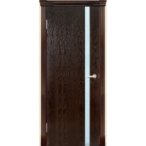 Межкомнатная дверь Мебель-Массив Альба 4 Глянец темный дуб патина полотно с остеклением витраж матовый