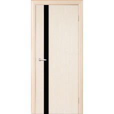 Межкомнатная дверь Мебель-Массив Альба 4 Белый дуб без патины полотно с остеклением витраж черный