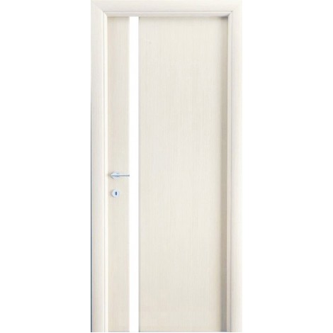 Межкомнатная дверь Мебель-Массив Альба 4 Эмаль белая без патины полотно с остеклением витраж матовый