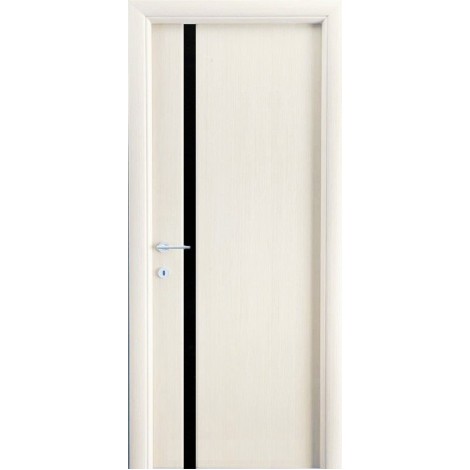 Межкомнатная дверь Мебель-Массив Альба 4 Эмаль белая без патины полотно с остеклением витраж черный