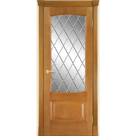 Межкомнатная дверь Мебель-Массив Антик Африканский орех без патины полотно с остеклением витраж