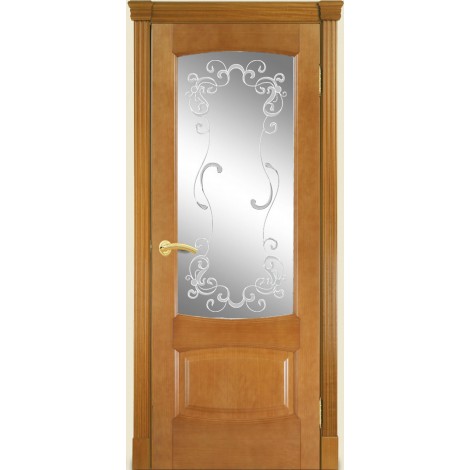 Межкомнатная дверь Мебель-Массив Антик Африканский орех без патины полотно с остеклением витраж заливной