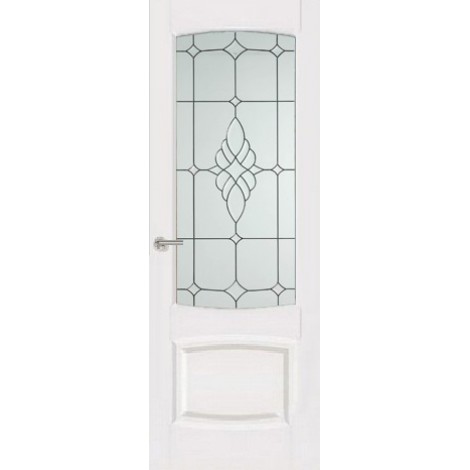 Межкомнатная дверь Мебель-Массив Антик Эмаль белая без патины полотно с остеклением