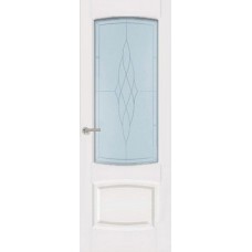 Межкомнатная дверь Мебель-Массив Антик Эмаль белая без патины полотно с остеклением витраж пескоструй