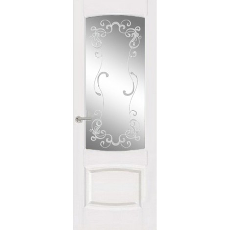 Межкомнатная дверь Мебель-Массив Антик Эмаль белая без патины полотно с остеклением витраж заливной