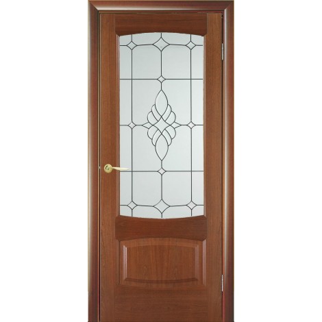 Межкомнатная дверь Мебель-Массив Антик Красное дерево без патины полотно с остеклением