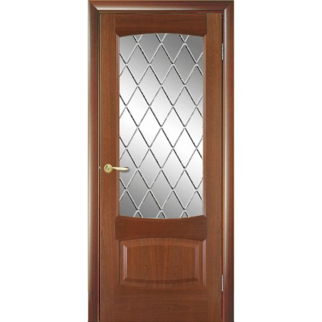 Межкомнатная дверь Мебель-Массив Антик Красное дерево без патины полотно с остеклением витраж