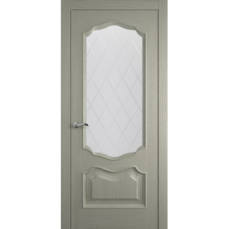 Межкомнатная дверь Мебель-Массив Барселона Эмаль RAL 7044 без патины полотно с остеклением витраж