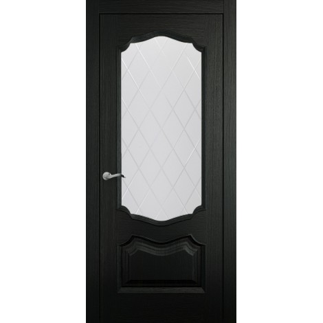 Межкомнатная дверь Мебель-Массив Барселона Эмаль RAL 9005 без патины полотно с остеклением витраж