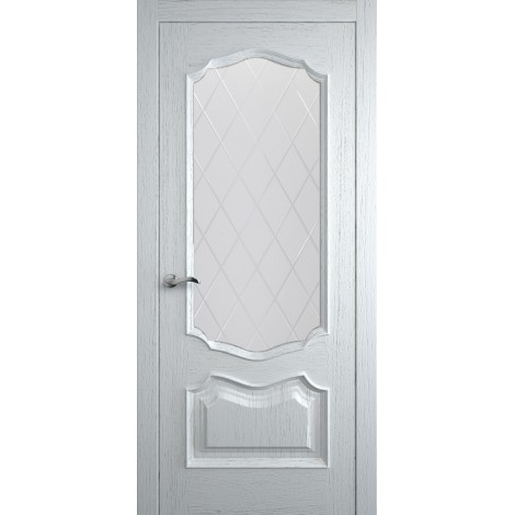 Межкомнатная дверь Мебель-Массив Барселона Эмаль белая на дубе без патины полотно с остеклением витраж
