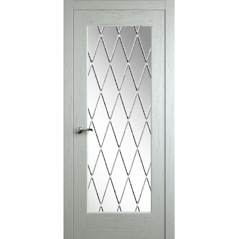 Межкомнатная дверь Мебель-Массив Болонья 4 Эмаль RAL 9010 без патины полотно с остеклением витраж с гравировкой