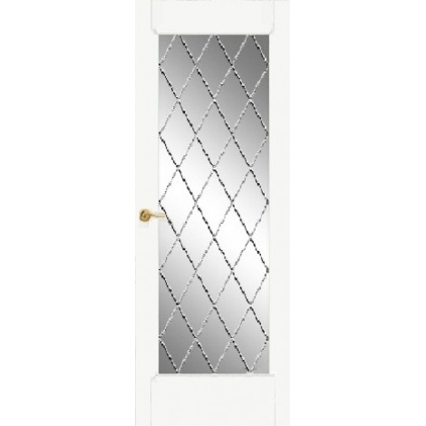 Межкомнатная дверь Мебель-Массив Капри Эмаль белая без патины полотно с остеклением витраж