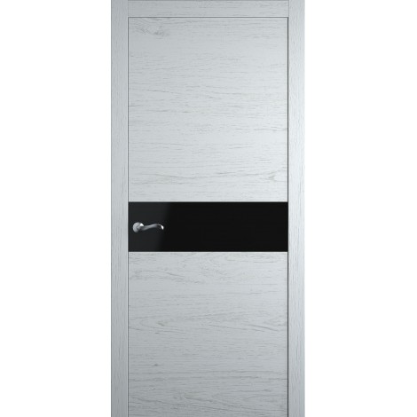 Межкомнатная дверь Мебель-Массив Кремона Эмаль белая на дубе полотно с остеклением (стекло черное)