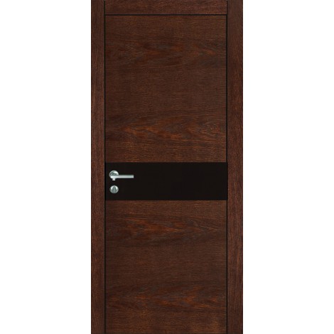 Межкомнатная дверь Мебель-Массив Кремона Коньячный дуб полотно с остеклением (стекло черное)