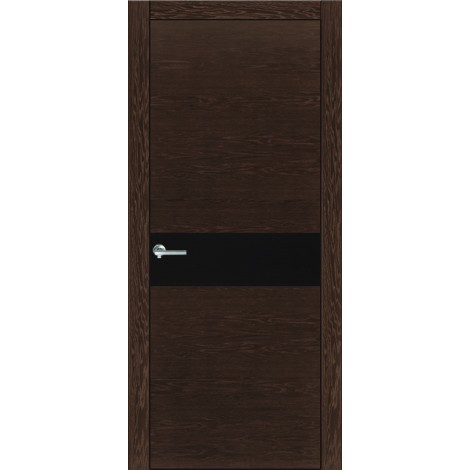 Межкомнатная дверь Мебель-Массив Кремона Темный дуб полотно с остеклением (стекло черное)