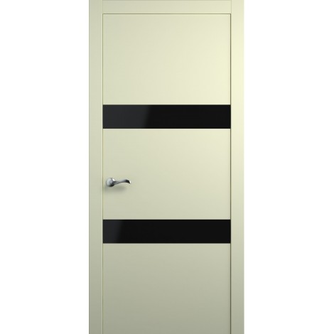 Межкомнатная дверь Мебель-Массив Кремона 2 Эмаль слоновая кость полотно с остеклением (стекло черное)