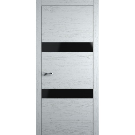 Межкомнатная дверь Мебель-Массив Кремона 2 Эмаль белая на дубе полотно с остеклением (стекло черное)