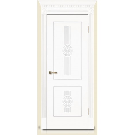 Межкомнатная дверь Мебель-Массив Мадрид 1 Эмаль белая золотая патина полотно глухое