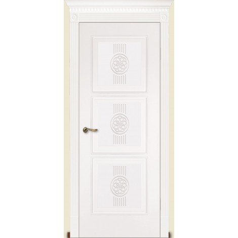 Межкомнатная дверь Мебель-Массив Мадрид 3 Эмаль белая золотая патина полотно глухое