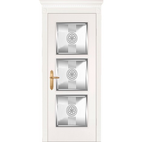 Межкомнатная дверь Мебель-Массив Мадрид 3 Эмаль белая без патины полотно с остеклением