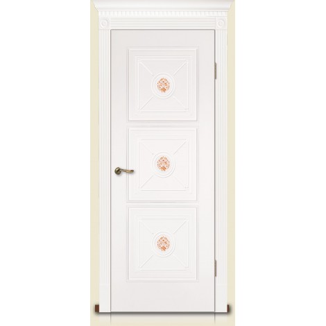 Межкомнатная дверь Мебель-Массив Мадрид 4 Эмаль белая без патины роспись 1 сторона полотно глухое