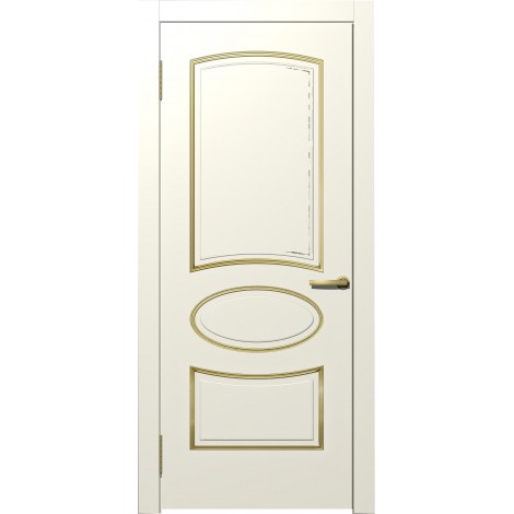 Межкомнатная дверь Мебель-Массив Милан Эмаль слоновая кость золотая патина полотно глухое