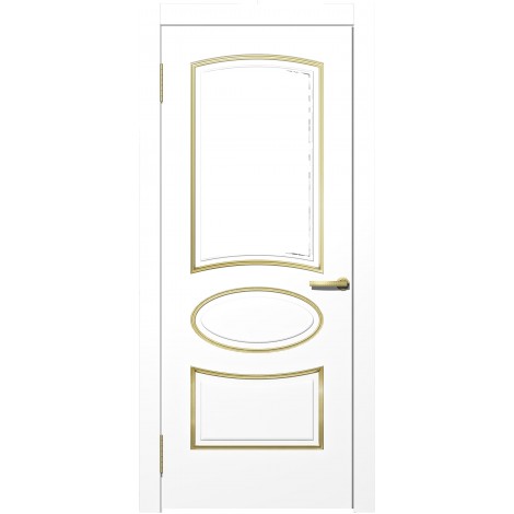 Межкомнатная дверь Мебель-Массив Милан Эмаль белая золотая патина полотно глухое