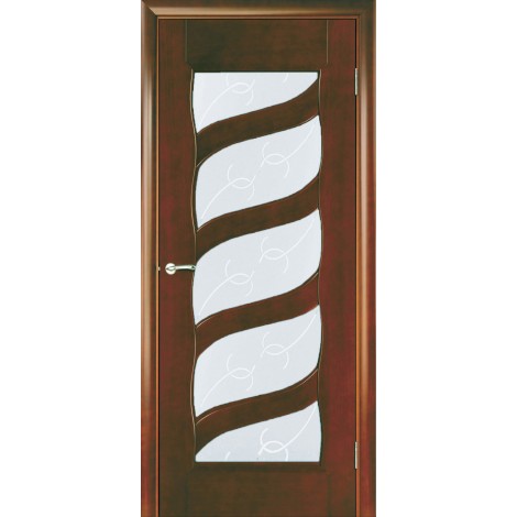 Межкомнатная дверь Мебель-Массив Парма Миланский орех без патины полотно с остеклением витраж с гравировкой