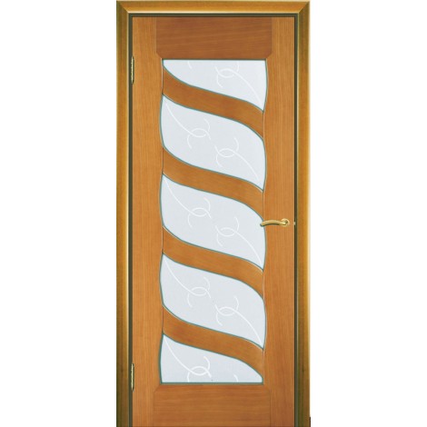 Межкомнатная дверь Мебель-Массив Парма Африканский орех без патины полотно с остеклением витраж с гравировкой