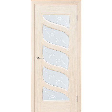 Межкомнатная дверь Мебель-Массив Парма Эмаль белая без патины полотно с остеклением витраж с гравировкой