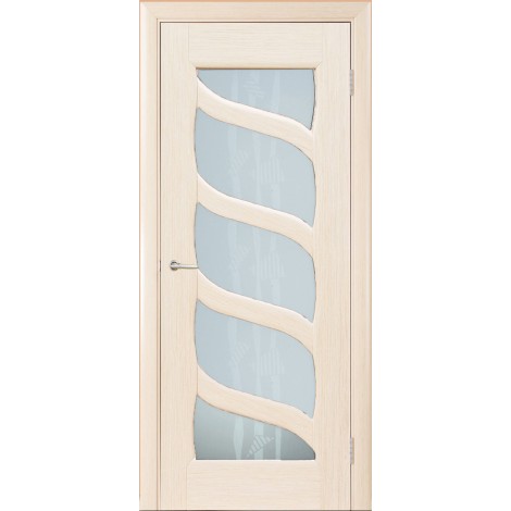 Межкомнатная дверь Мебель-Массив Парма Эмаль белая без патины полотно с остеклением витраж пескоструй
