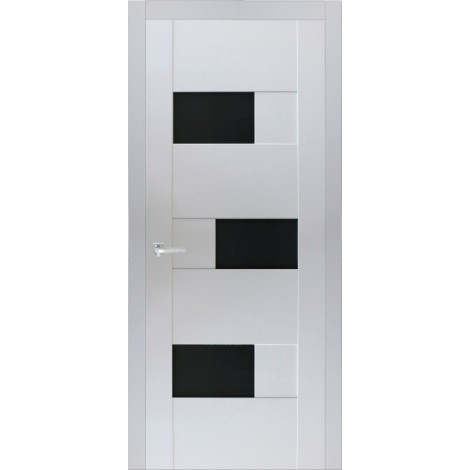 Межкомнатная дверь Мебель-Массив Призма Эмаль белая полотно с остеклением (стекло черное)