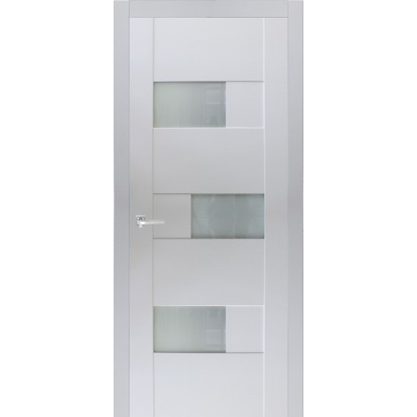 Межкомнатная дверь Мебель-Массив Призма Эмаль белая полотно с остеклением (стекло матовое)