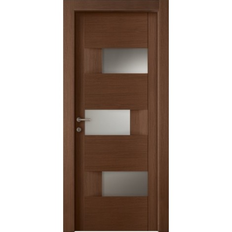 Межкомнатная дверь Мебель-Массив Призма Коньячный дуб полотно с остеклением (стекло матовое)