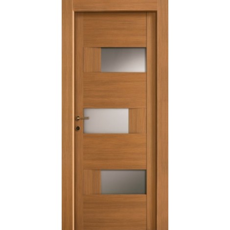 Межкомнатная дверь Мебель-Массив Призма Светлый дуб полотно с остеклением (стекло матовое)