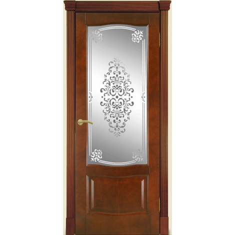 Межкомнатная дверь Мебель-Массив Севилья Миланский орех без патины полотно с остеклением витраж заливной