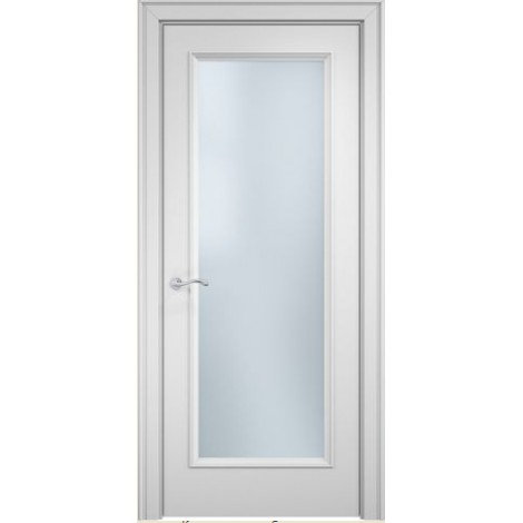 Межкомнатная дверь Мебель-Массив Сицилия 1 Эмаль белая витраж с гравировкой
