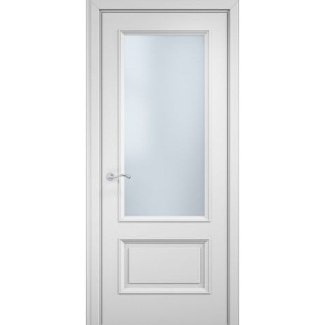 Межкомнатная дверь Мебель-Массив Сицилия 2 Эмаль белая витраж с гравировкой